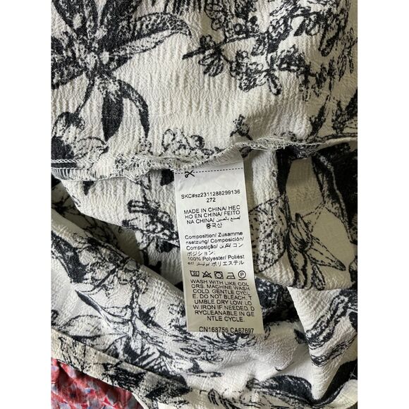 Dazy Women's Floral Print Button Down Short Sleeve Shirt Top - Size L - Picture 6 of 9